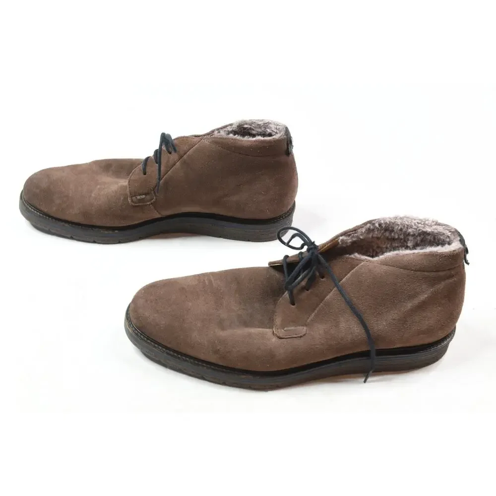 Hugo Boss Orange Label Sherpa Lined Chukka Boots Mens 43 Brown Suede Lace-Up